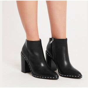 Sol Sana Black Leather Ankle Boots with Silver Studs